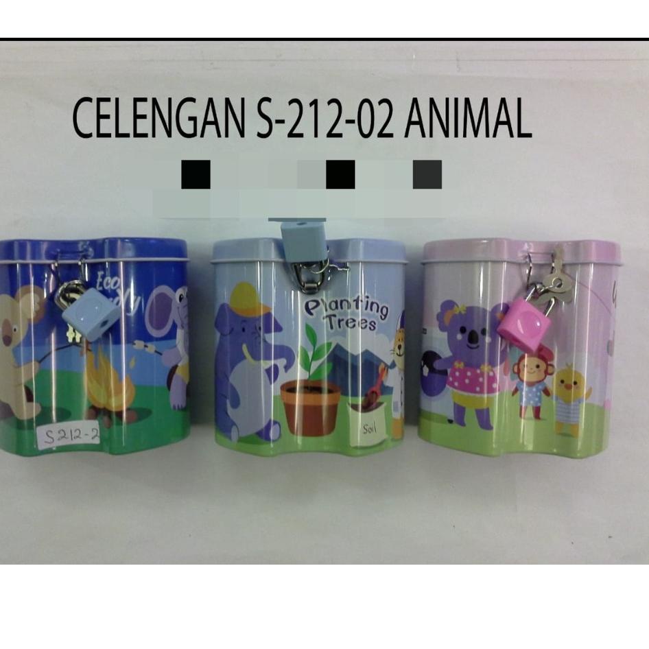 

[GD892] celengan model kotak animal s 213-02 satuan gembok cvjl276