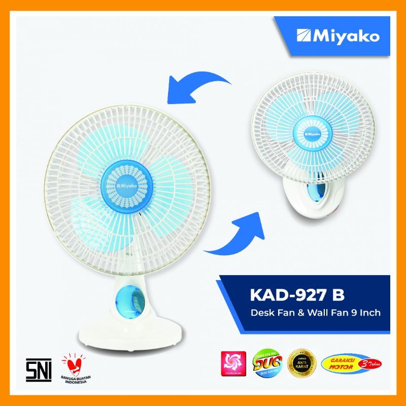 MIYAKO 9 inch Kipas Angin 2 in 1 Meja Dan Dinding KAD 927 B