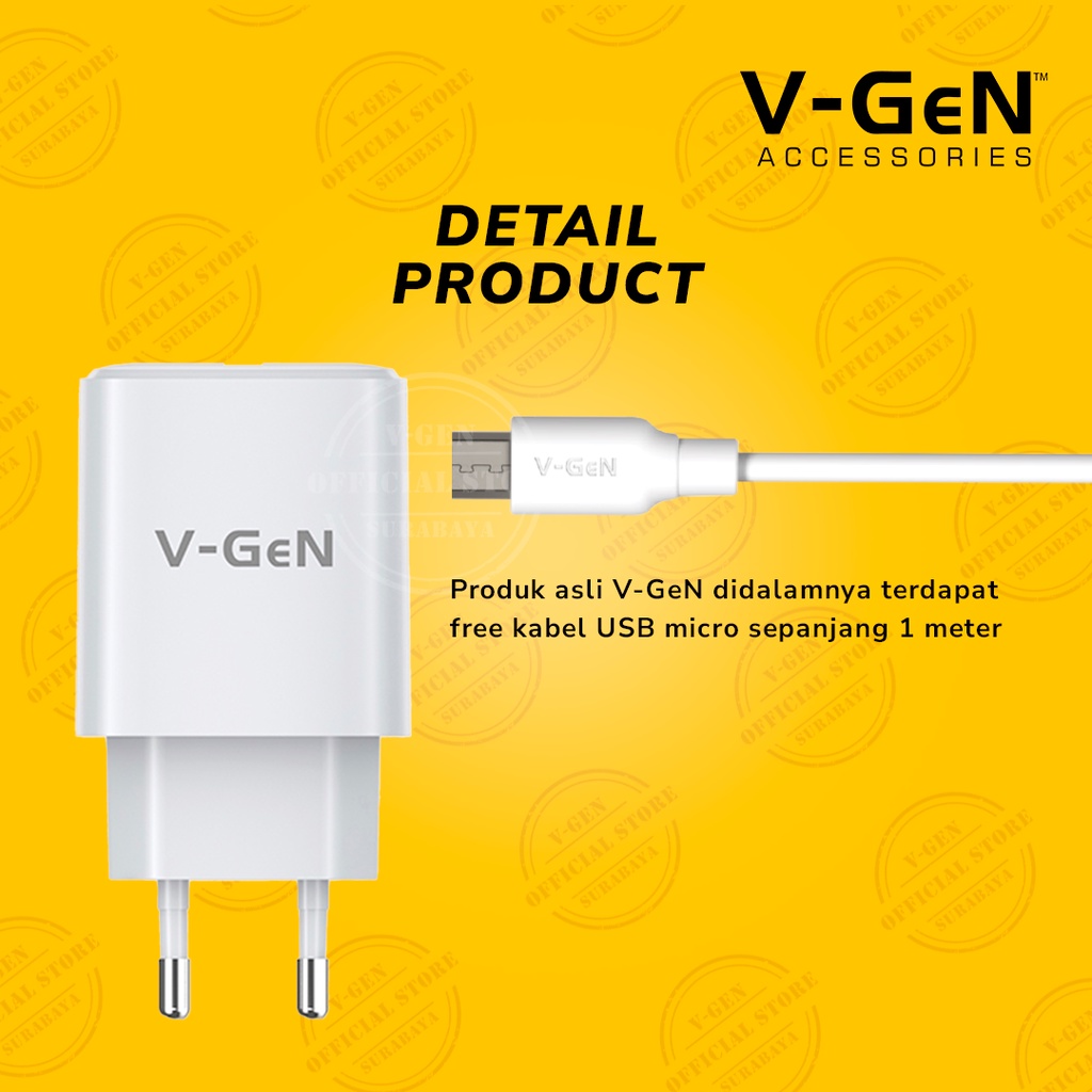 Adaptor Charger V-GeN VTC1-17 Fast Charging QC 3.0 15W Travel Charger