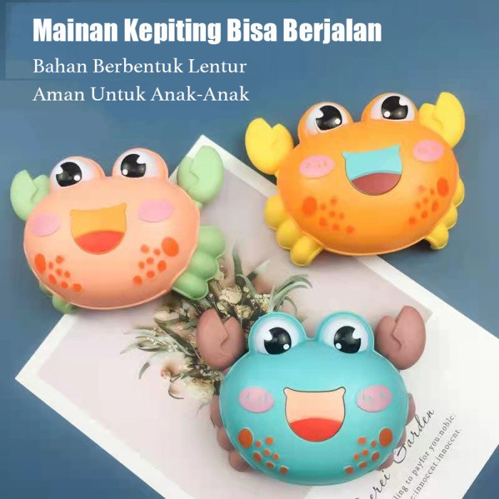 Mainan anak Model kepiting / duck bisa berjalan silikon/ mainan mandi baby.