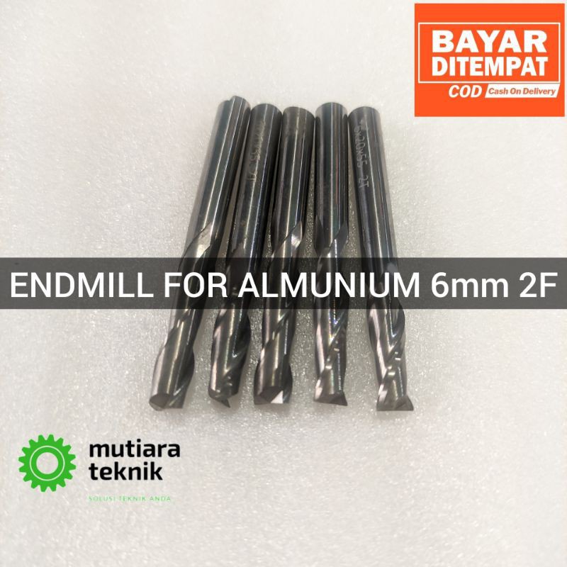 Endmill 6mm 2F End Mill Pisau Milling Bor Frais Cnc Milling For Almunium