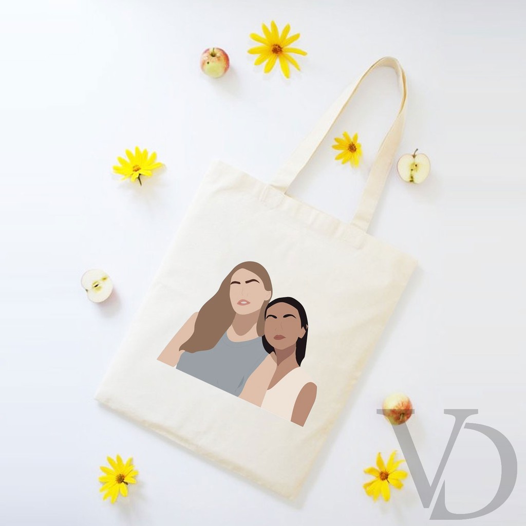 TOTE BAG BAHAN KANVAS MOOD CEWEK/ AESTHETIC TOTE BAG / TAS BELANJA MOTIF KOREA