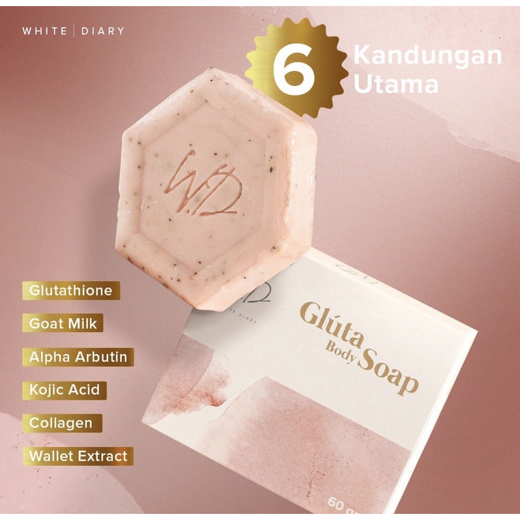 READY! WHITE DIARY GLUTA BODY SOAP BPOM ORIGINAL BRIGHTENING SOAP WHITE DIARY SABUN BADAN DAN WAJAH