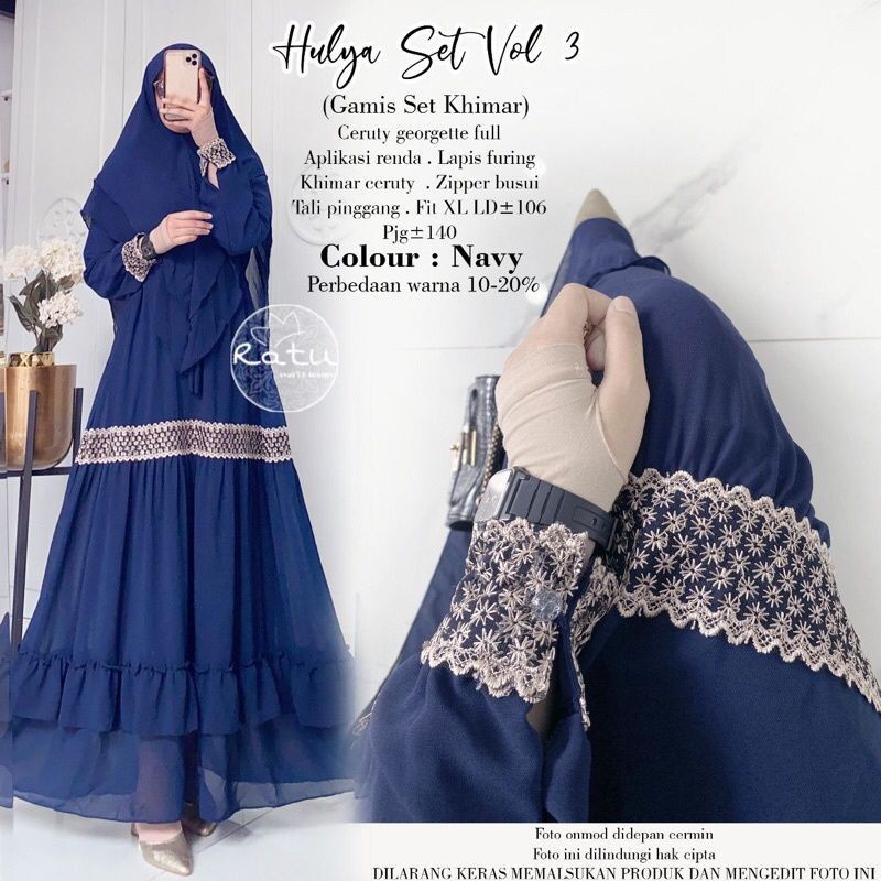 REALPICT HULYA SET VOL 3 BY RATU GAMIS + KHIMAR / HIJAB LD 106 PB 140 BAHAN CERUTY BABYDOLL TERBARU 