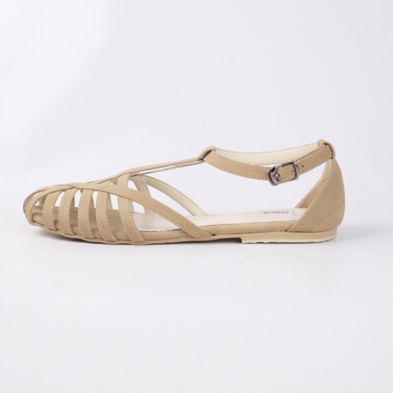 [SIAP KIRIM] BRShoes40 FT Mocca Sandal Tali Casual Flat Wanita