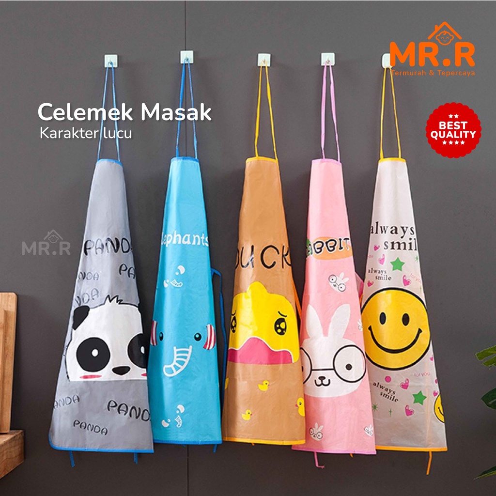 Celemek Masak Dapur Anti Air Dan Minyak Waterproof Bahan Apron Pelindung Memasak Karakter Kartun