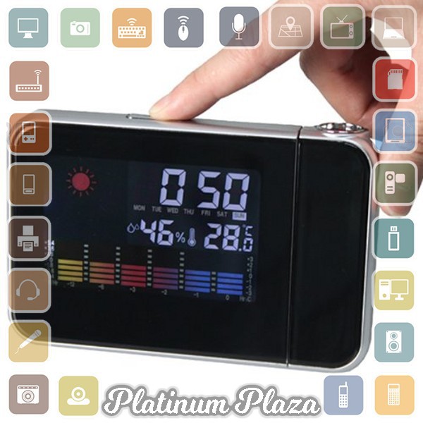 Jam Digital Proyektor Penunjuk Cuaca - JK-393 - Black`60NZ88-