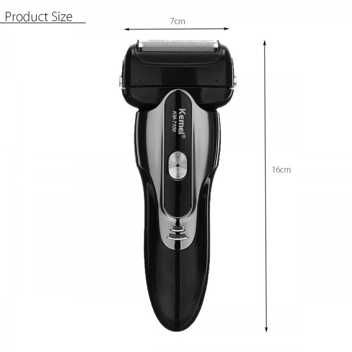 KEMEI KM-7100 IPX6 Waterproof Floating 3 Heads Electric Shaver Razor Trimmer Mustache Clipper