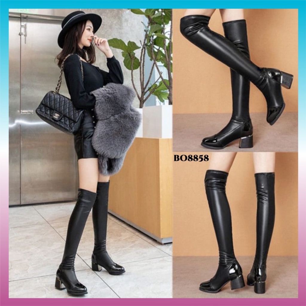 ✅PINKEY P053 SEPATU LONG BOOTS FLAT KOREA KULIT HAK TINGGI