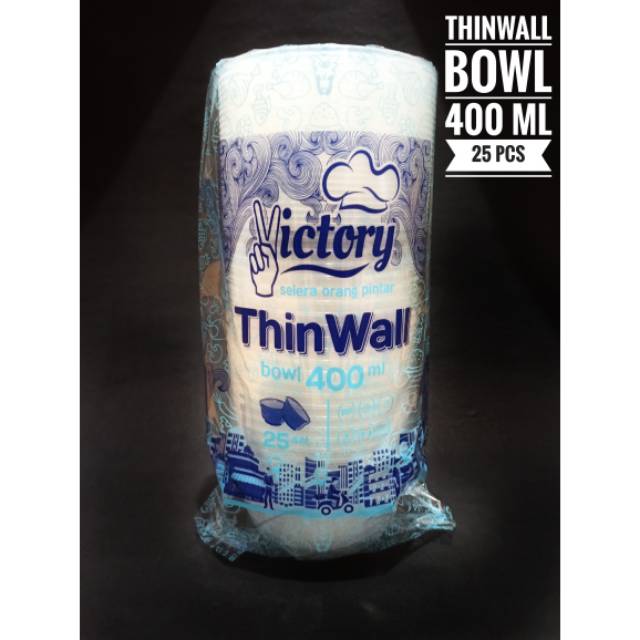 Thinwall Bowl 400ml Victory Mangkok Plastik Bening / Mangkuk Plastik Bubur + Tutup isi 25 pcs