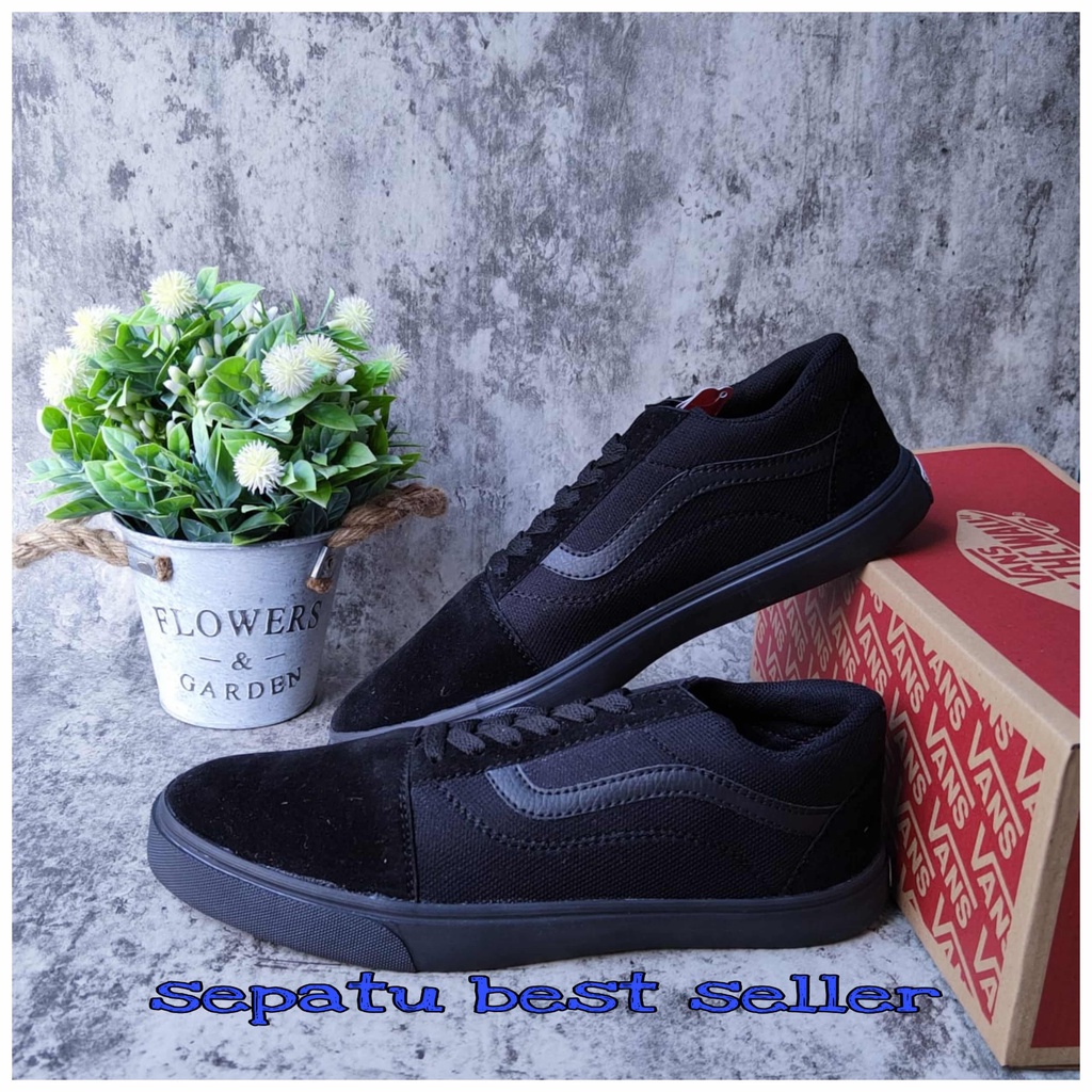 SEPATU VANS OLD SKOOL FULL BLACK SEPATU SKOLAH HITAM POLOS