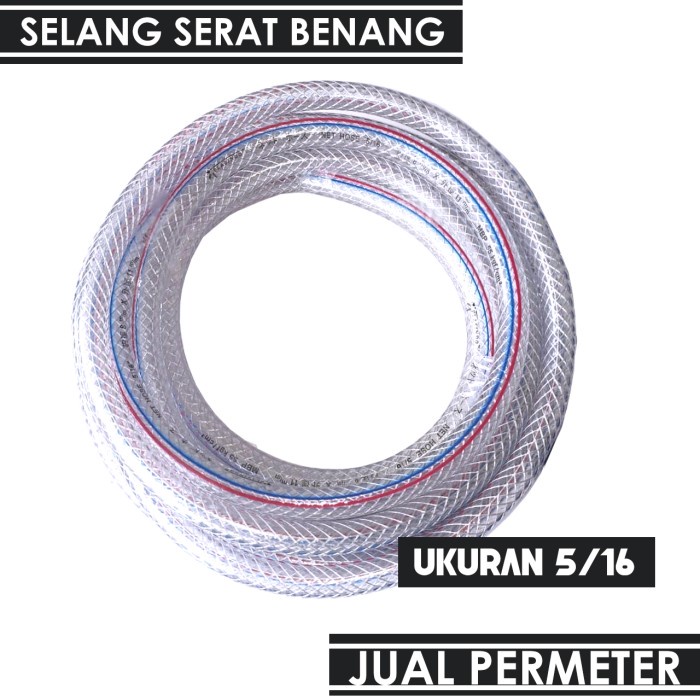 Selang air benang serat tebal 5/16 murah meteran buat Pompa DC dll