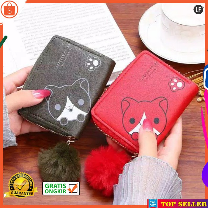 DOMPET WANITA KECIL KEKINIAN FASHION CEWEK KOREA MOTIF KUCING MINI WALLET WOMEN IMPORT AA3