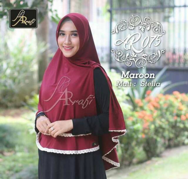 Hijab Arrafi : AR 075 Syar'i Inayah / Hijab Syar'i / kerudung syar'i / bergo instan