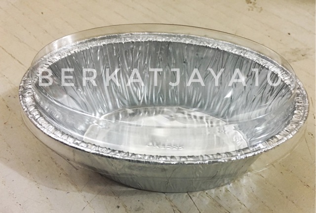 OX 1225 Aluminium Foil Cup + TUTUP Mika (Isi 10 Pcs) OVAL Bowl Tray Alumunium
