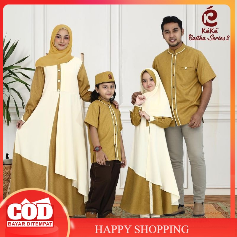 SARIMBIT KELUARGA KEKE GAITHA SERIES SOFT MUSTARD| BAJU FAMSET FAMILY SET TERBARU KEKINIAN | COUPLE 