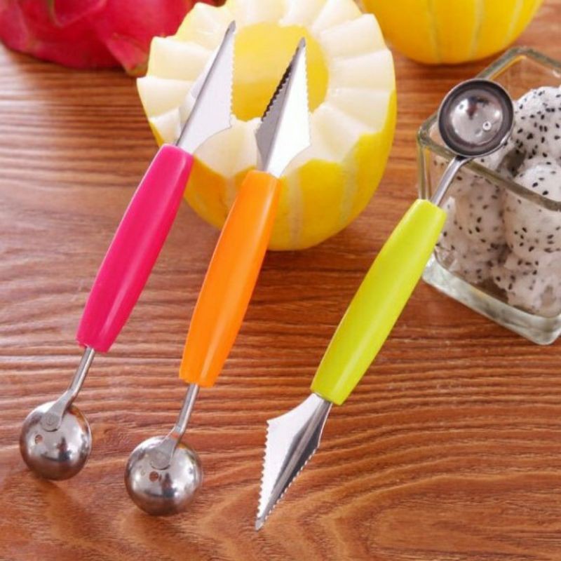 BluePink Alat Dapur Pisau Buah 2 Sisi Kerokan BUah Scoop-3