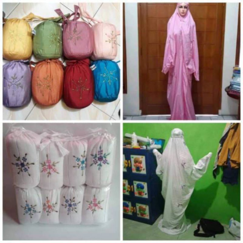 mukena terusan Parasut Loufie Bordir Jumbo