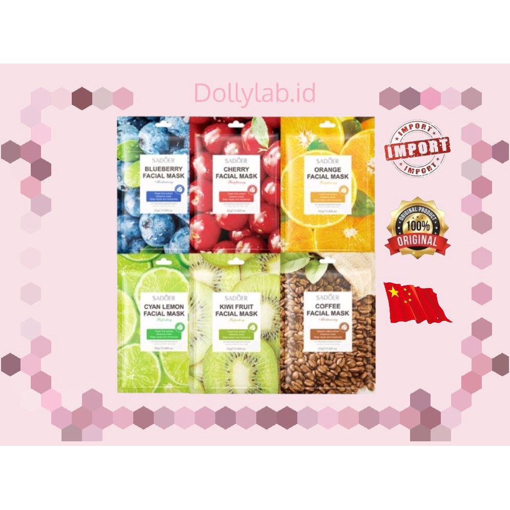 SADOER New Plant Mask Series Fruits Masker Wajah Menghaluskan Dan Melembabkan Kulit Wajah EM026