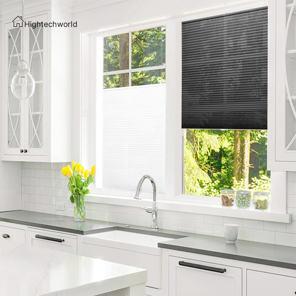 Hidself Adhesive Pleated Blinds Simple Half Blackout Bathroom Beautiful Windows Curtains Shades Shopee Indonesia