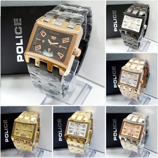 JAM TANGAN PRIA KOTAK ANALOG 1370 HRZ STAINLESS STEEL