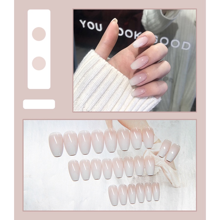 Kuku Palsu Fake Nail 24 Pcs Kemasan Strip Kuku Palsu Baru Fake Nails Kuku Palsu 3d Kuku Palsu Polos French Manicure-T119