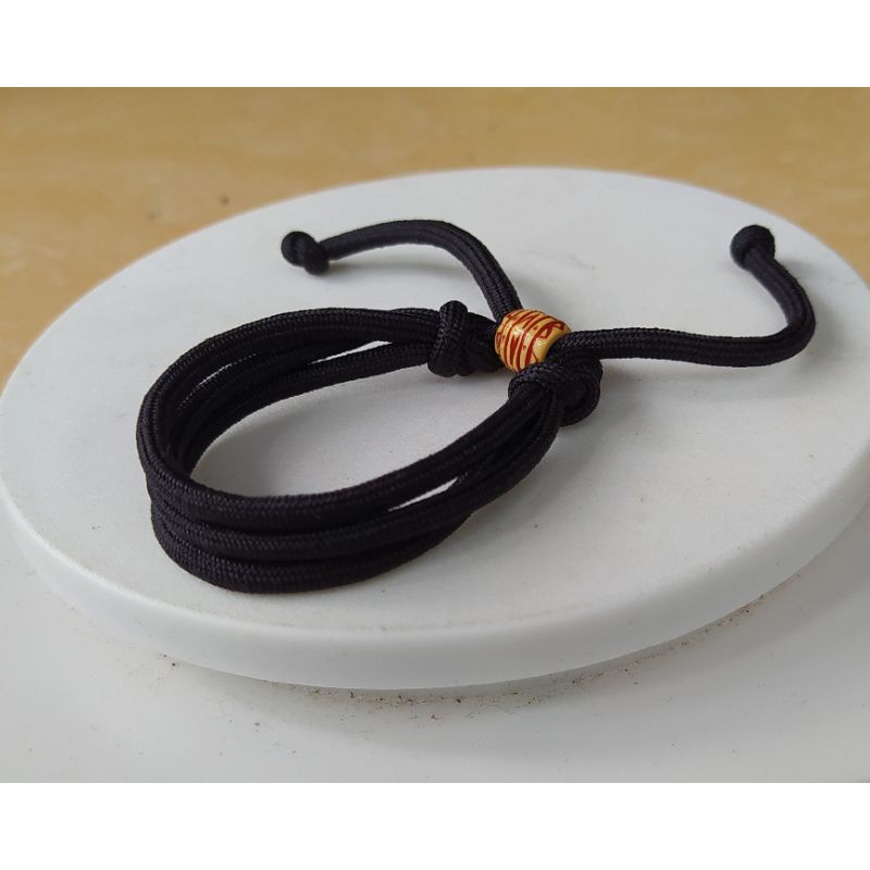 Gelang 3 Rangkap Bulat 4mm Hitam Polos