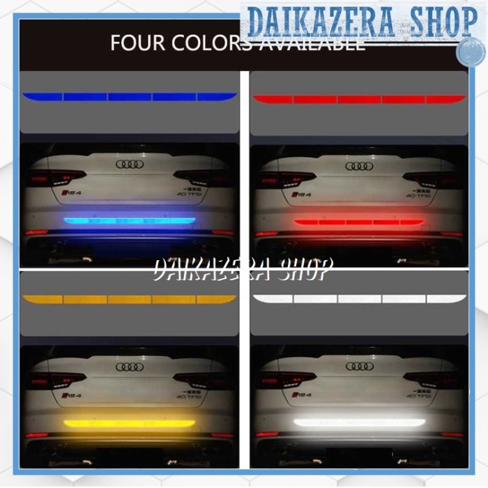 Sticker Reflective Warning Strip Trunk Exterior Mobil Bagian Belakang - Merah