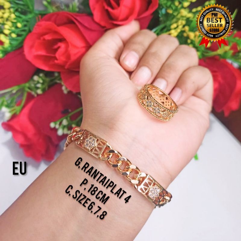 PERHIASAN WANITA GELANG TANGAN FREE CINCIN CANTIK LAPIS EMAS 24 K BANYAK PILIHAN MODEL,BENTUK NYA