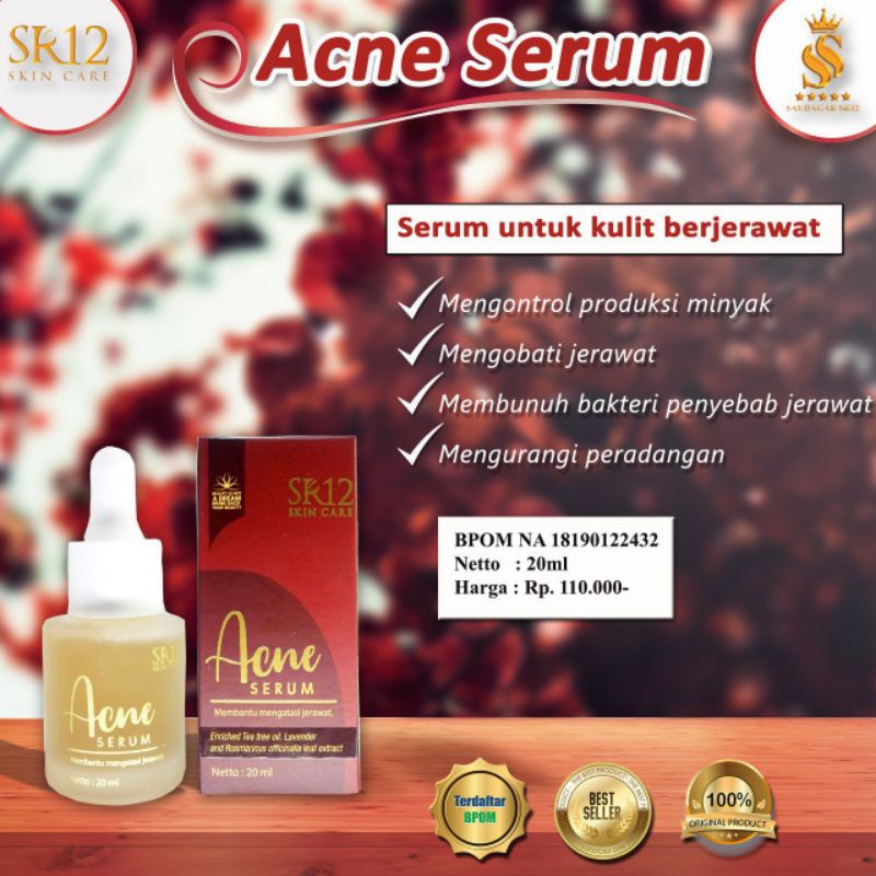 ACNE SERUM SR12 / Serum wajah Serum jerawat  Mengecilkan pori pori Ampuh melawan bakteri Membantu mengatasi jerawatMembunuh bakteri di wajah Mengurangi penuaan Mengurangi bekas jerawat BPOM Original Cod Termurah Terlaris Acne serum 15ml