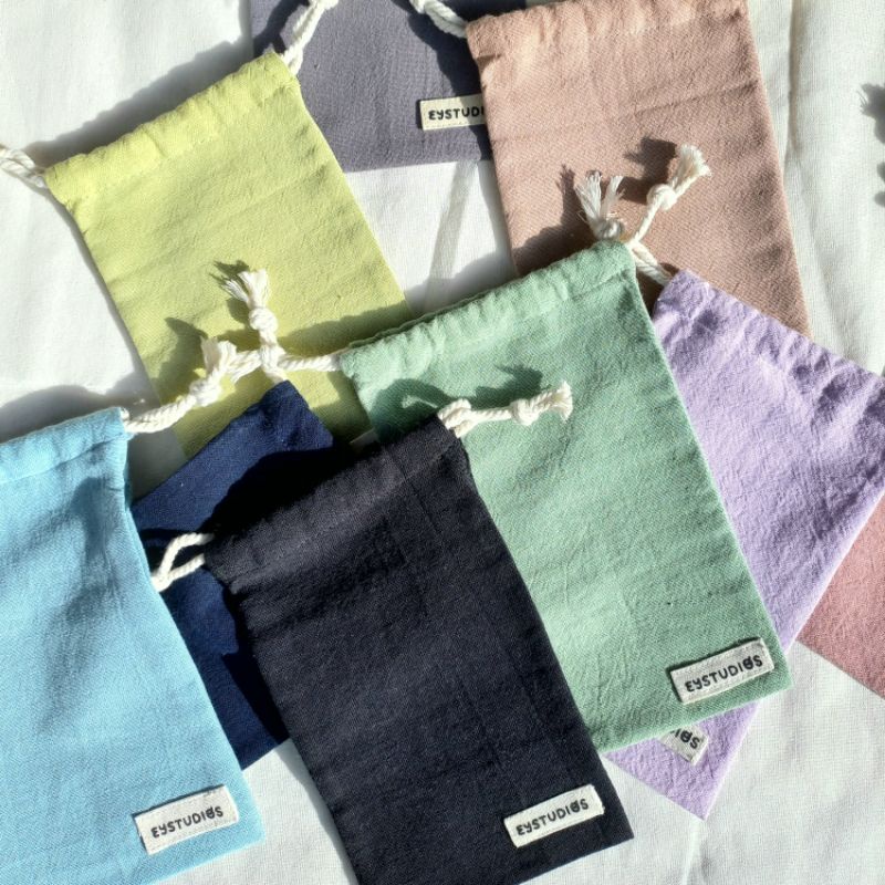 eystudios - Mini Pouch Drawstring Linen Polos / Kantong Serut Serbaguna