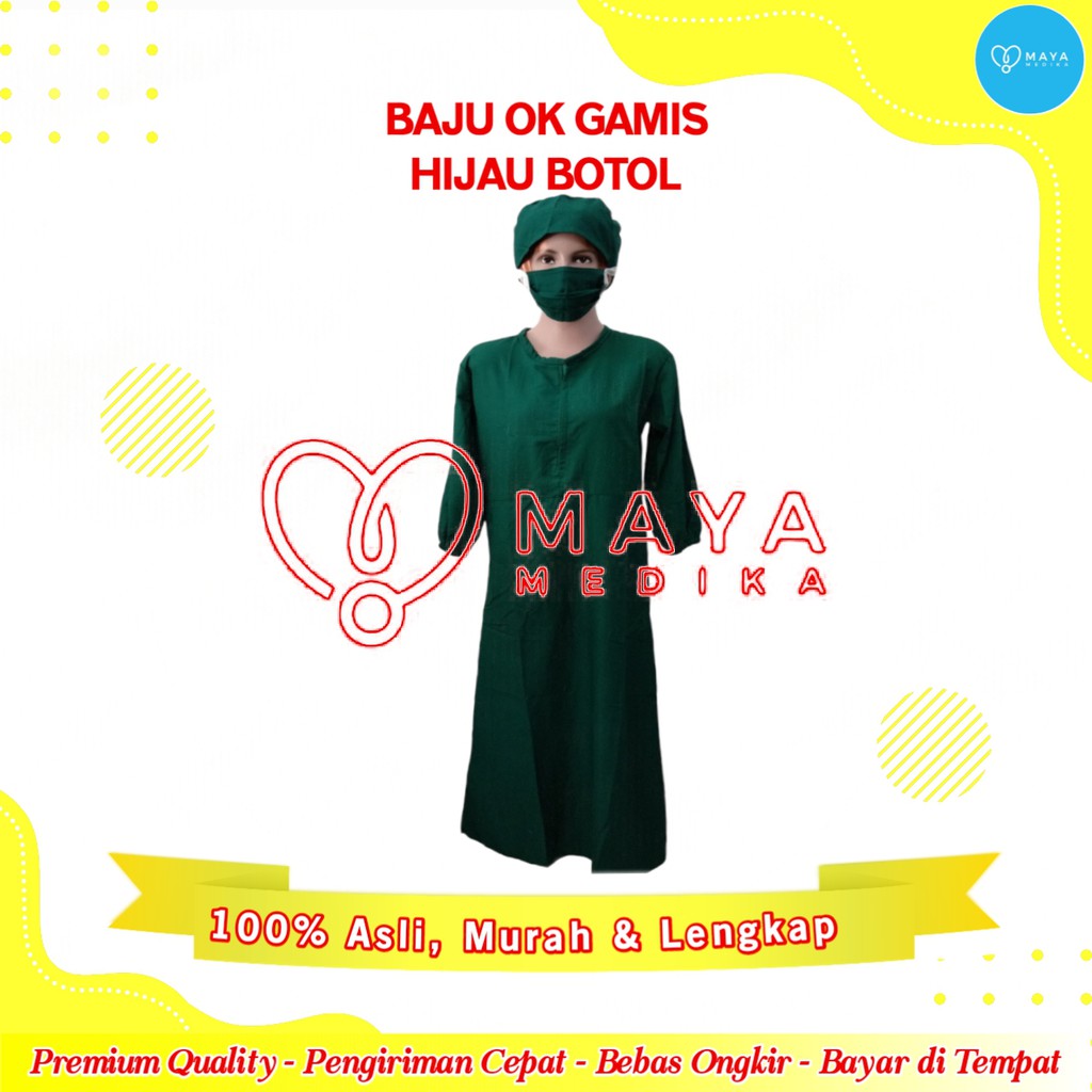Baju OK Hijau Botol Lengan Panjang Baju Resleting Gamis
