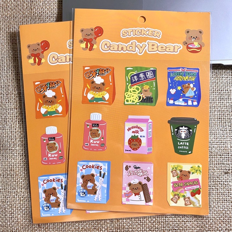 

Beary Cereal stickers ( Sticker aesthetic Stiker korea Sticker bujo Sticker journaling )