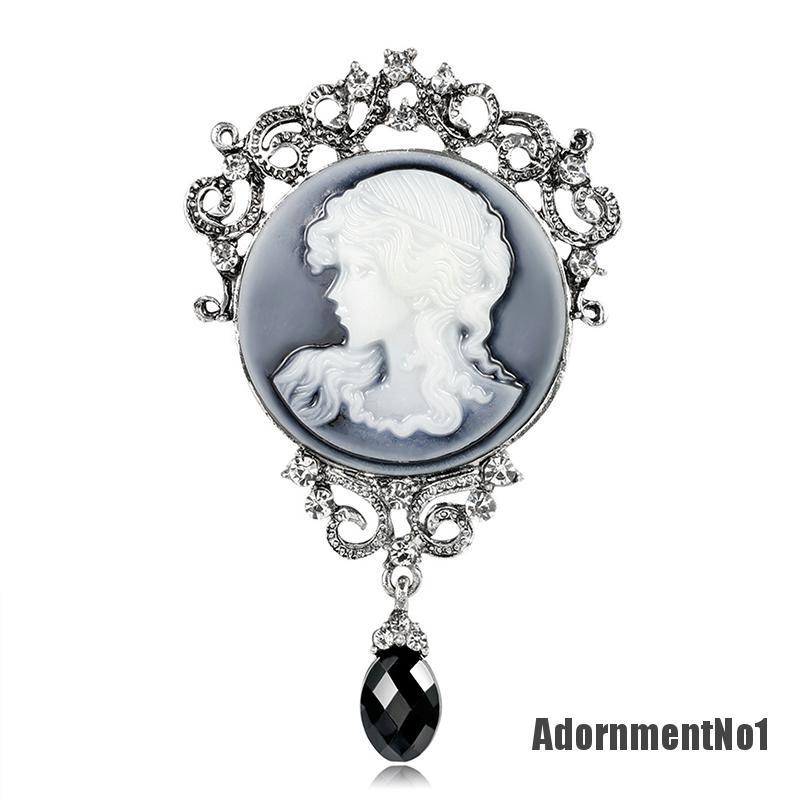 (Adornmentno1) 1pc Bros / Pin Gaya Victoria Motif Cameo Aksen Kristal Untuk Aksesoris Wanita / Pesta Pernikahan