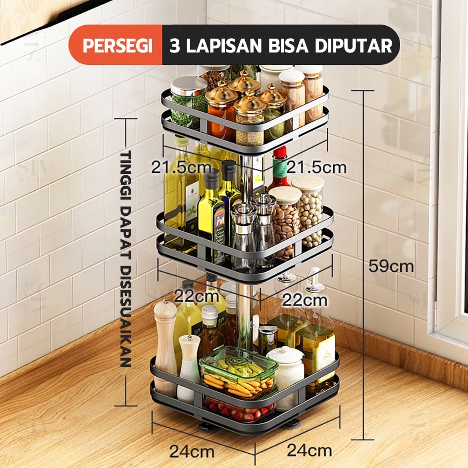 SHENAR NORDIC RACK / RUBY RACK / RAK DAPUR PUTAR STAINLESS STEEL SERBAGUNA KAMAR MANDI 3 SUSUN