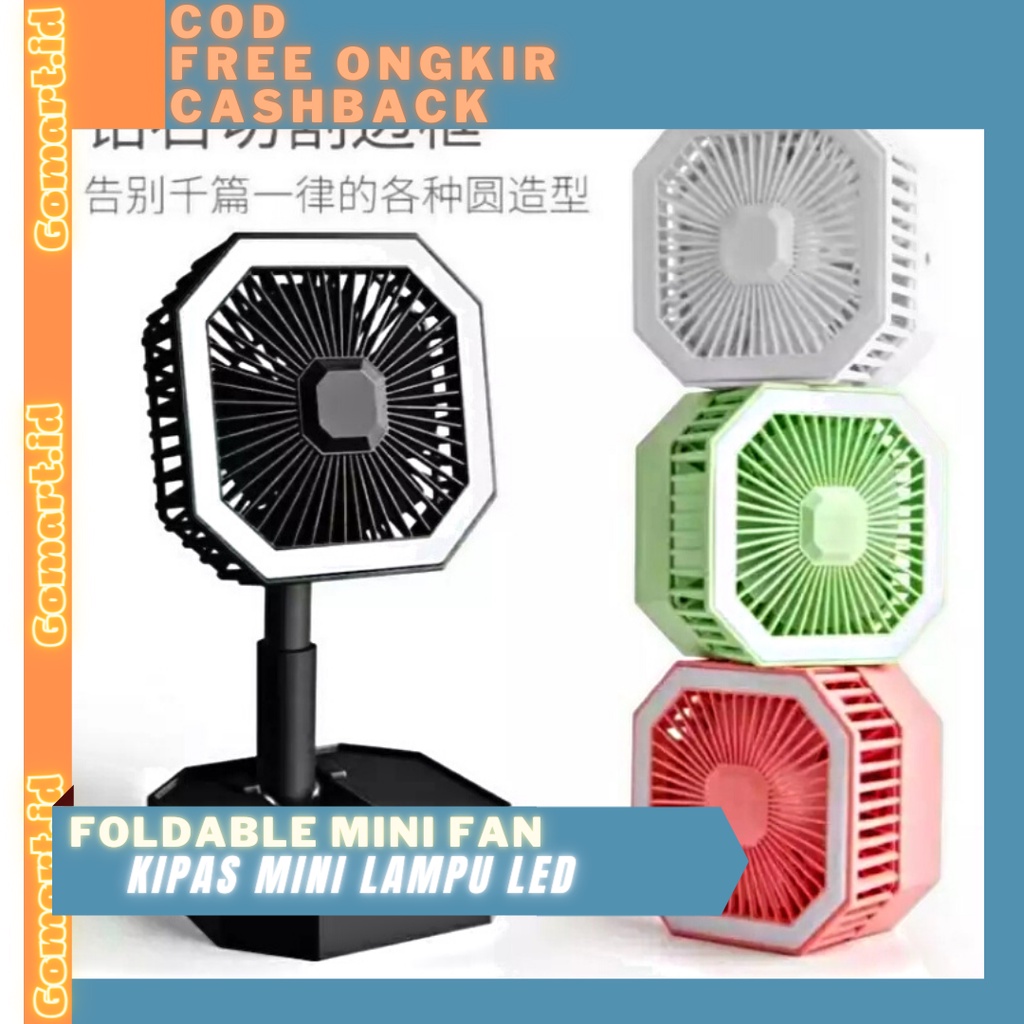 Kipas Angin Lipat Lampu LED - Mini Fan Foldable LED Light - Kipas Mini Lampu LED