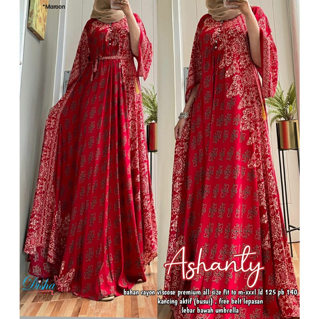 DRESS DEWASA ASHANTY DRESS MAXY GAUN PANJANG RAYON VISCOSE JUMBO LD 125 KEKINIAN BUSUI FRIENDLY