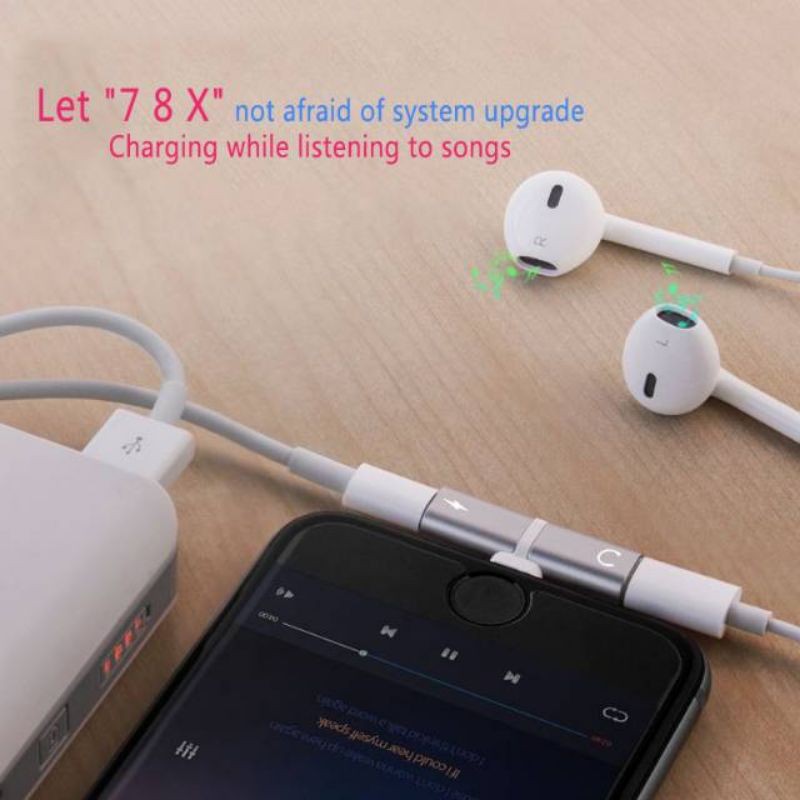 [IN-BOX] Splitter iphone Converter Sambungan Charger/ Headset iphone 7 7+ 8+ X XS XR 11 11 PRO