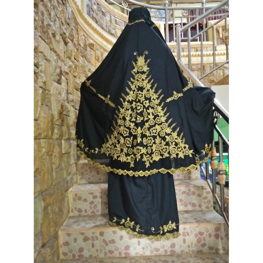 Original Mukena Bordir Pariaman Padang warna Hitam Bukittinggi