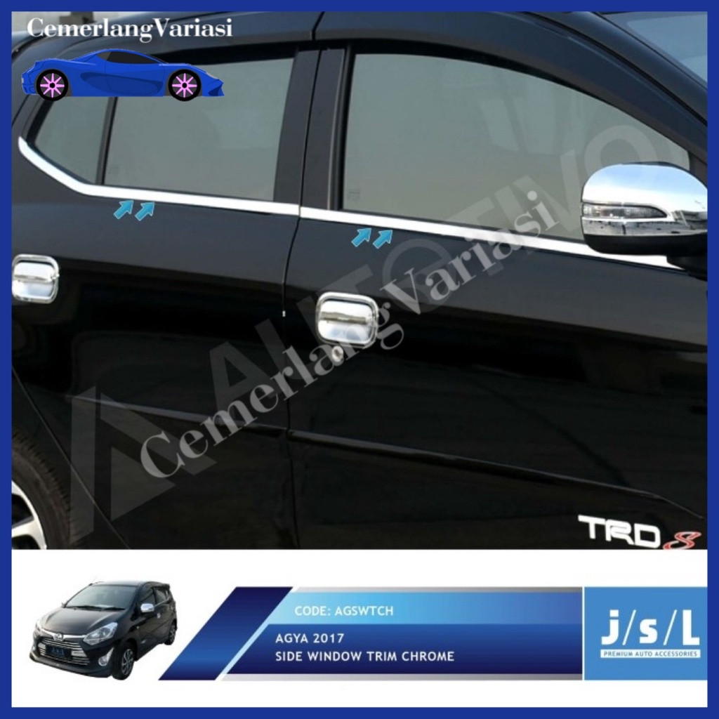 List Kaca Samping Toyota Agya Side Window Trim Chrome