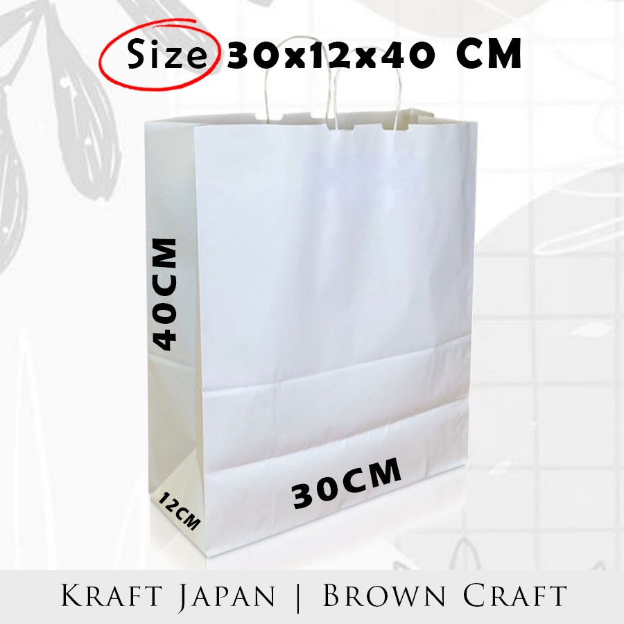 

Paper Bag Putih Polos Besar XXL 30x12x40 CM tali TWIST / Paper Bag Polos Souvenir Packing Tali Kertas / Papper Bag Kertas Kado Mini Murah Warna Putih Kado