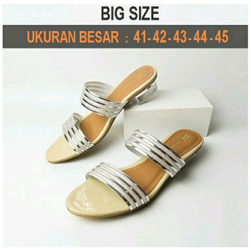 Original, Sandal Slide Wanita Big Size 41-45 / FlipFlop Slop Teplek JUMBO Besar Banget Krem Ori, 42