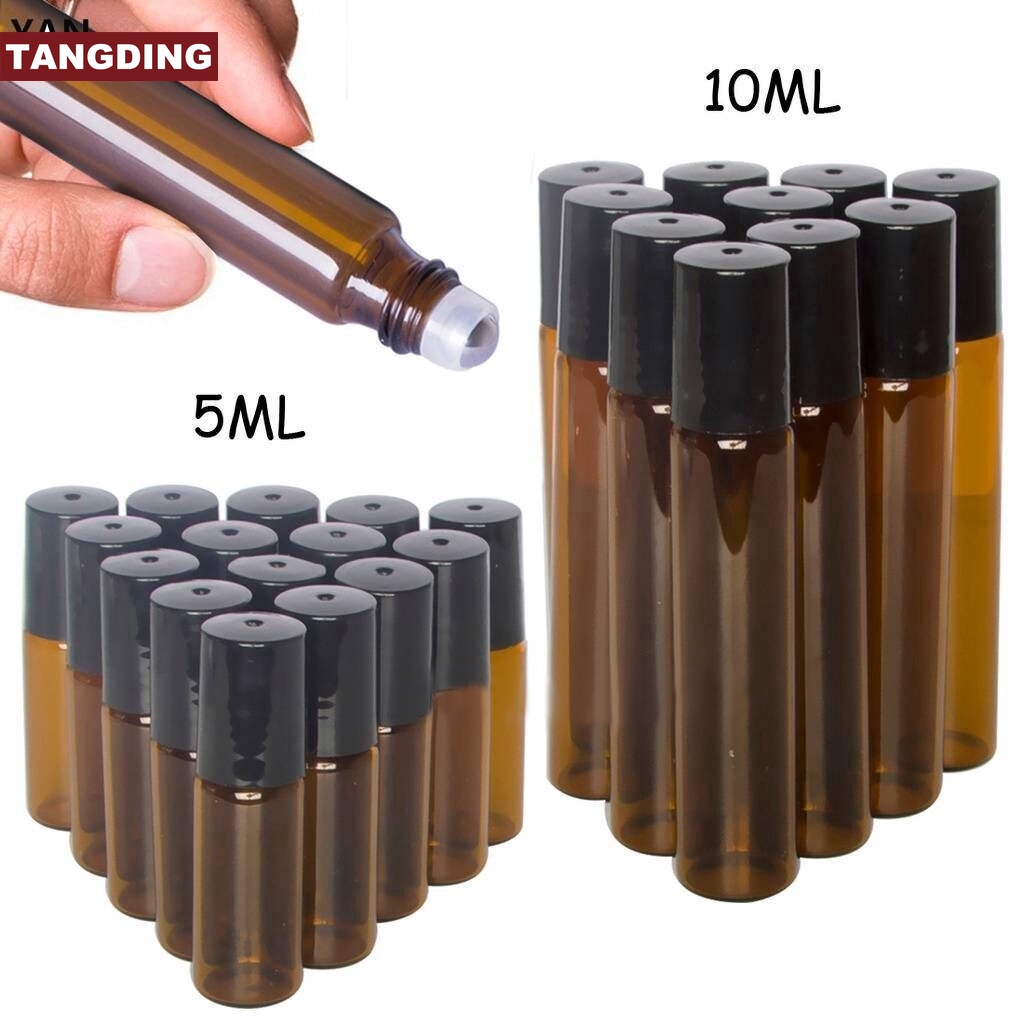 【COD Tangding】Botol Kaca Roll On Kosong 5 / 10ml Warna Amber Untuk Essential Oil