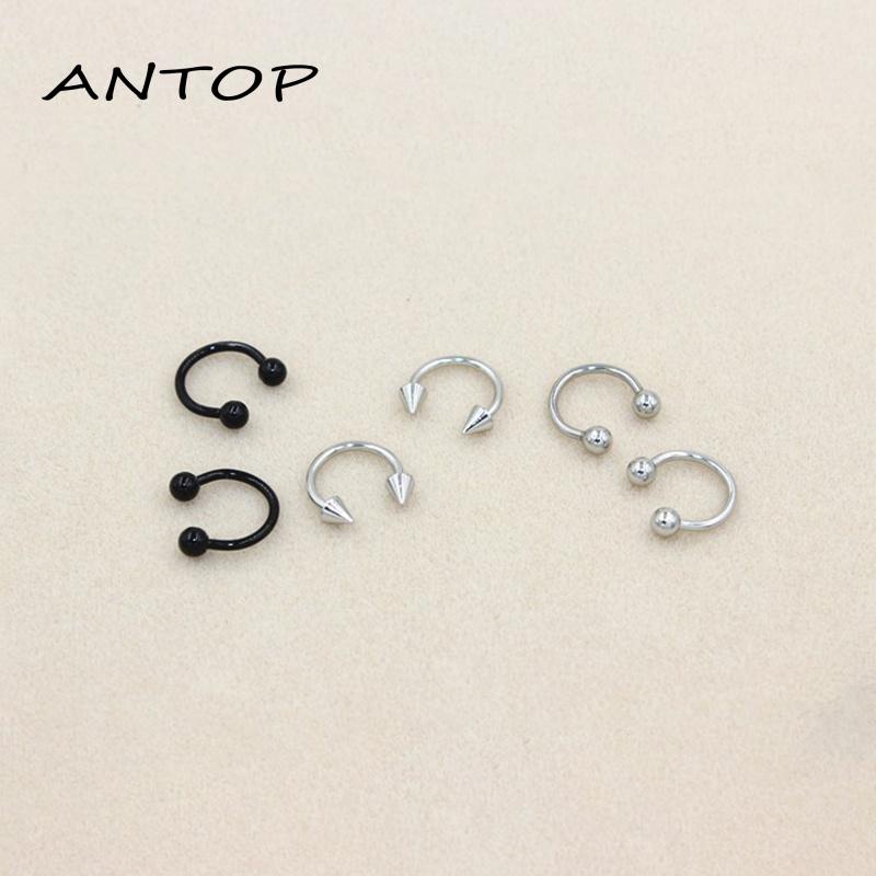 Anting Tindik Hidung / Telinga / Alis / Bibir / Tubuh Bentuk Sepatu Kuda Bahan Stainless Steel