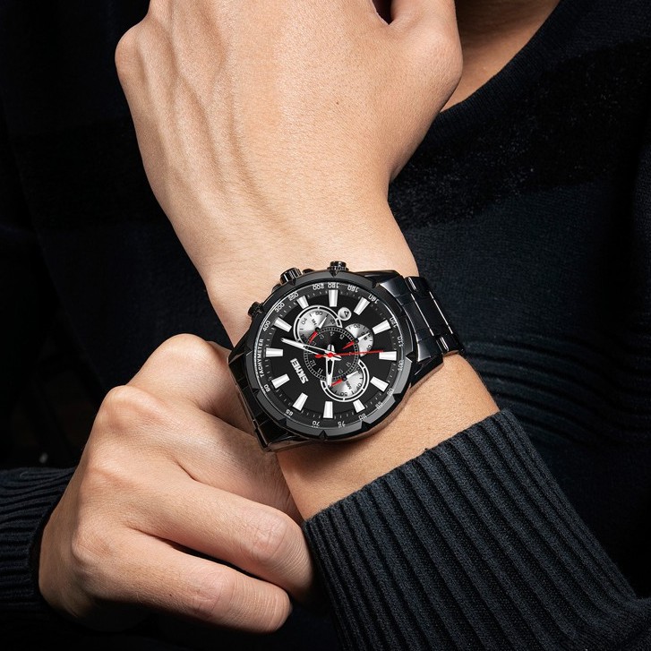 SKMEI 9241 Jam Tangan Pria Analog Chronograph Tali Stainless WATCHKITE WKOS