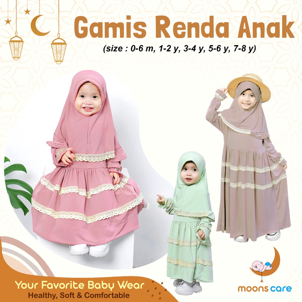 GAMIS RENDA ANAK POLOS Gamis Busana Muslim Anak Perempuan Bayi Premium Bahan ADEM Gamis Bayi POMPOM