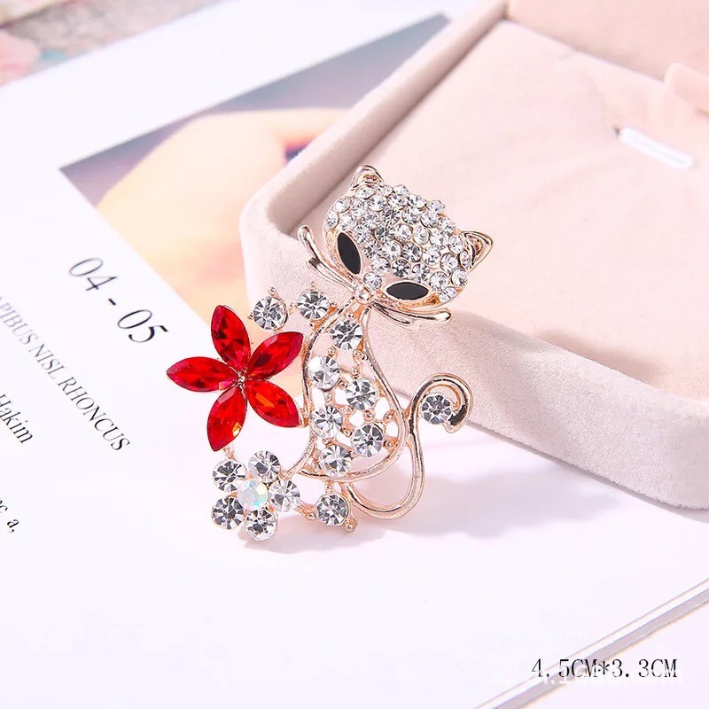 Versi Korea high-end indah kristal bros Temperamen opal bunga angsa Merah cherry bros fashion semua pertandingan aksesoris-16#