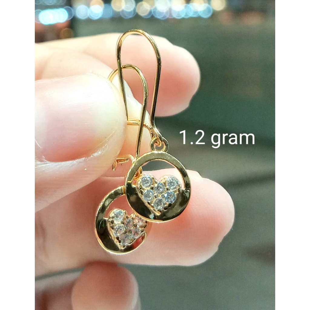 Anting Emas Kait Love Heart Kadar 70% 1.2 Gram