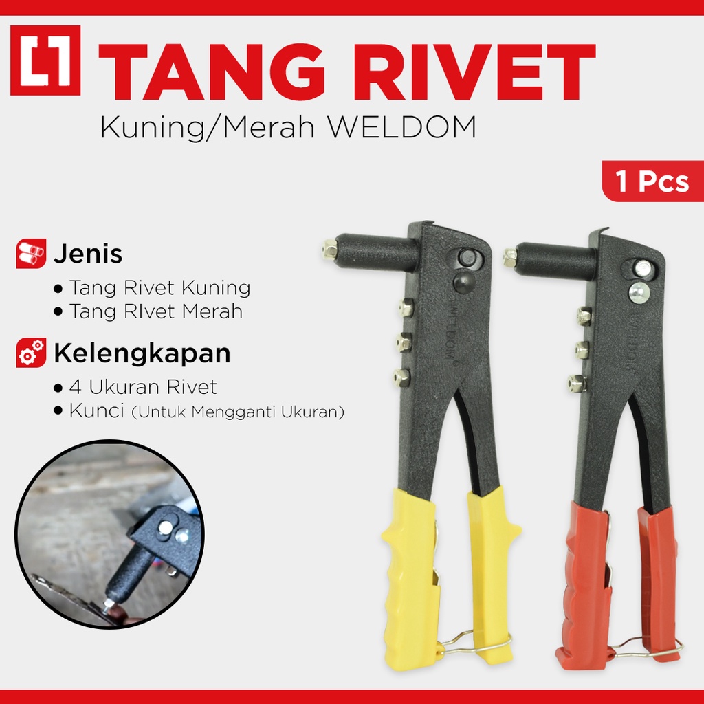 Tang Rivet 4 Mata Gagang Kuning/Merah - Weldom