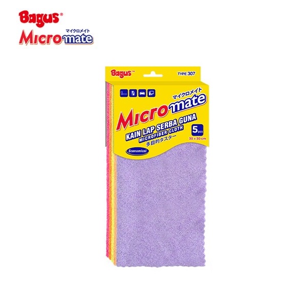 Kain lap Microfiber Serba guna Bagus Micromate ukuran 30X30 cm isi 5